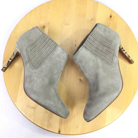 Coach Dovelyn Women's Snakeskin Heel Almond Toe Suede Pull On Ankle Bootie 6B - Picture 8 of 16